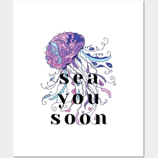 Purple Jellyfish Sea You Soon Posters and Art